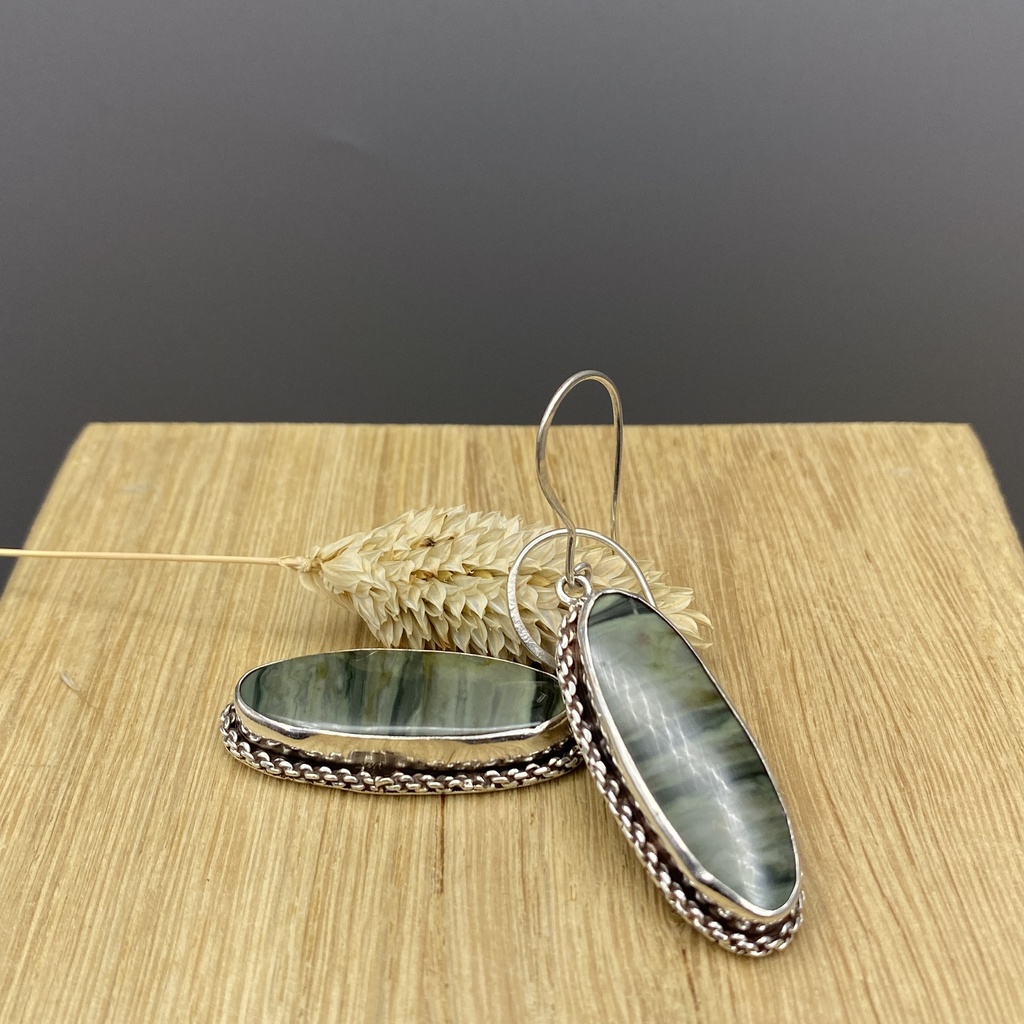 Boucles d'Oreilles Argent 925 & Jaspe [0347]