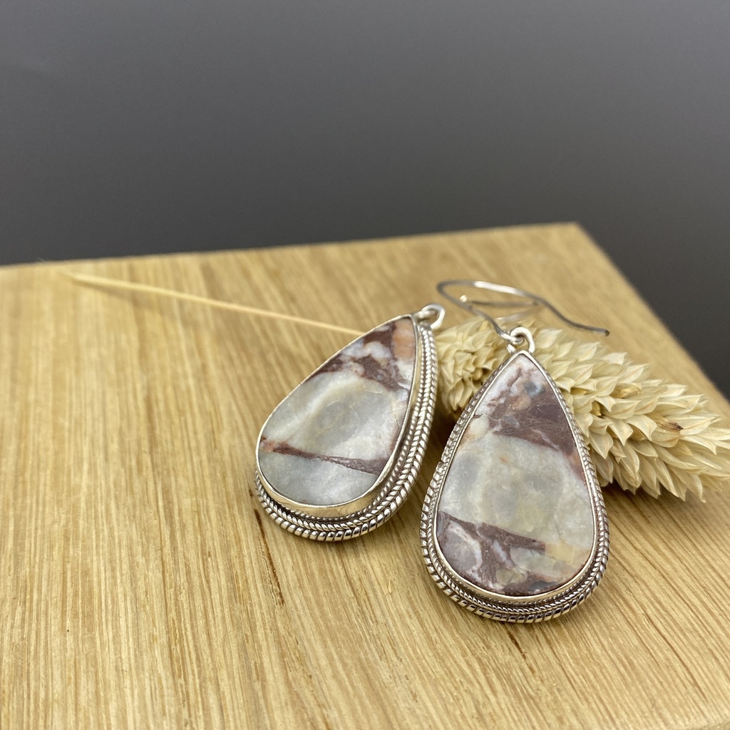 Boucles d'Oreilles Argent 925 & Agate [0348]