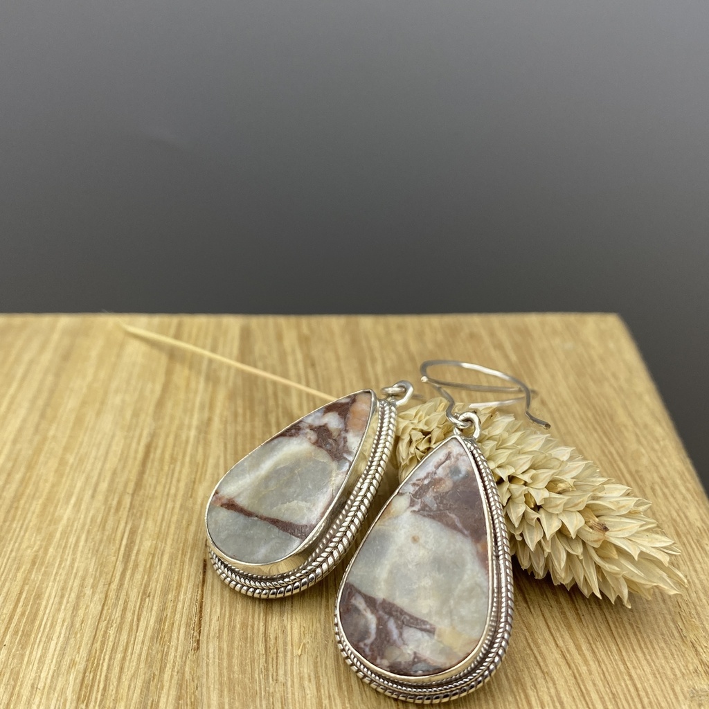 Boucles d'Oreilles Argent 925 & Agate [0348]