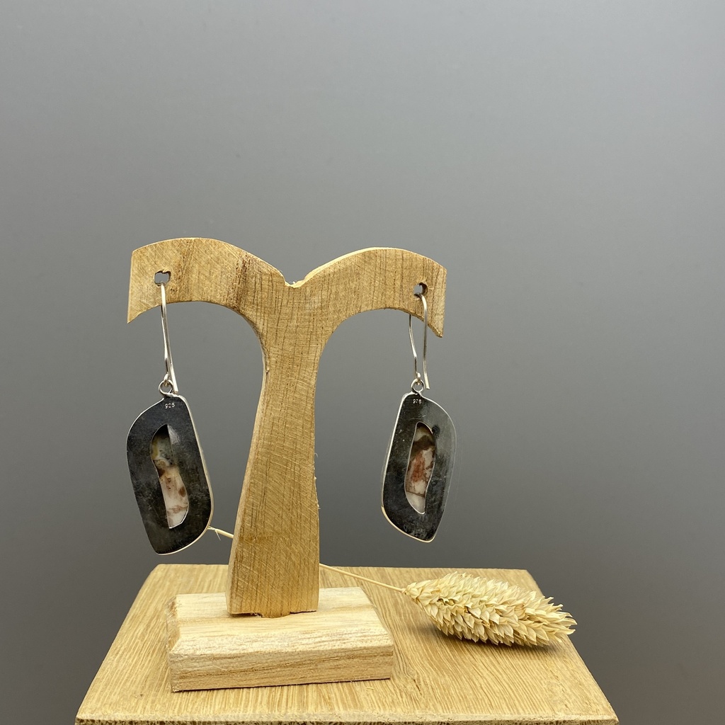 Boucles d'Oreilles Argent 925 & Agate [0350]