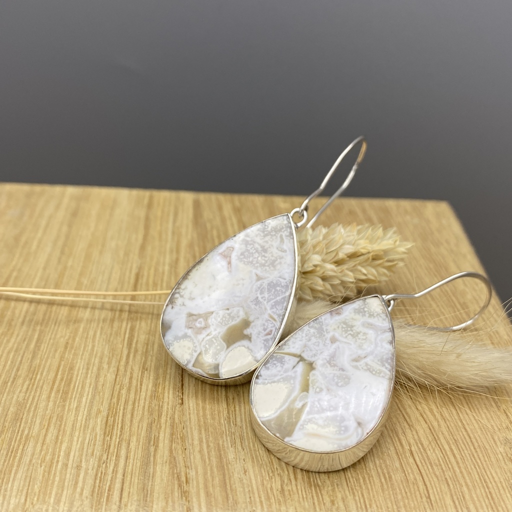 Boucles d'Oreilles Argent 925 & Agate [0354]