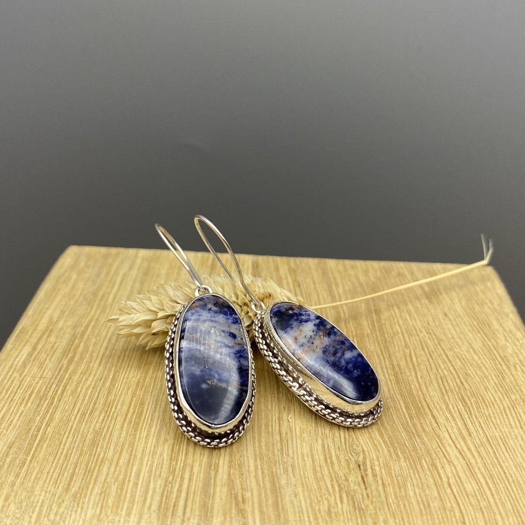 Boucles d'Oreilles Argent 925 & Agate [0357]