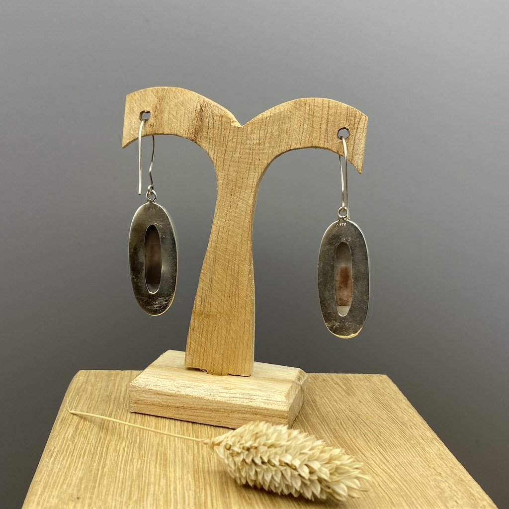 Boucles d'Oreilles Argent 925 & Agate [0360]