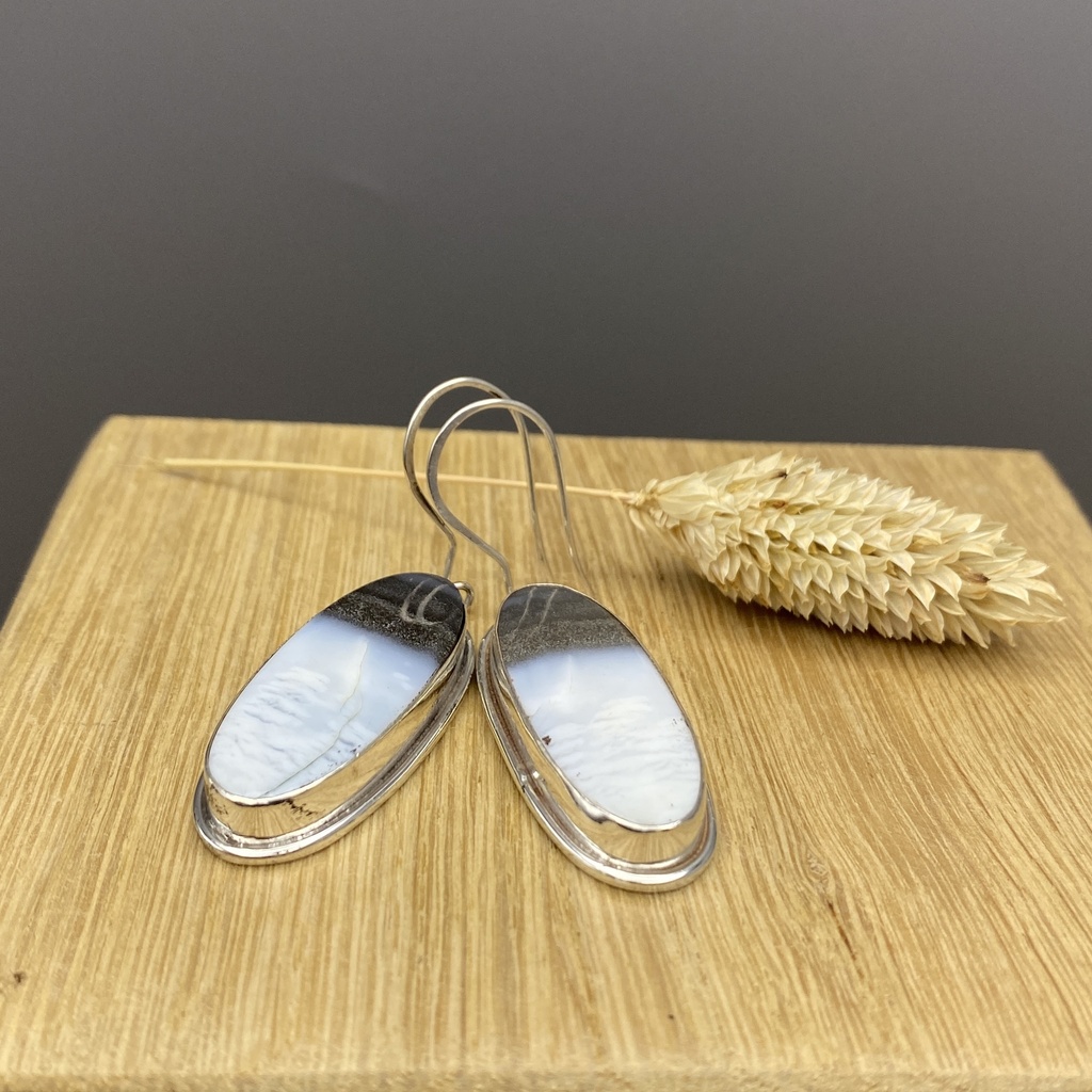 Boucles d'Oreilles Argent 925 & Agate [0360]