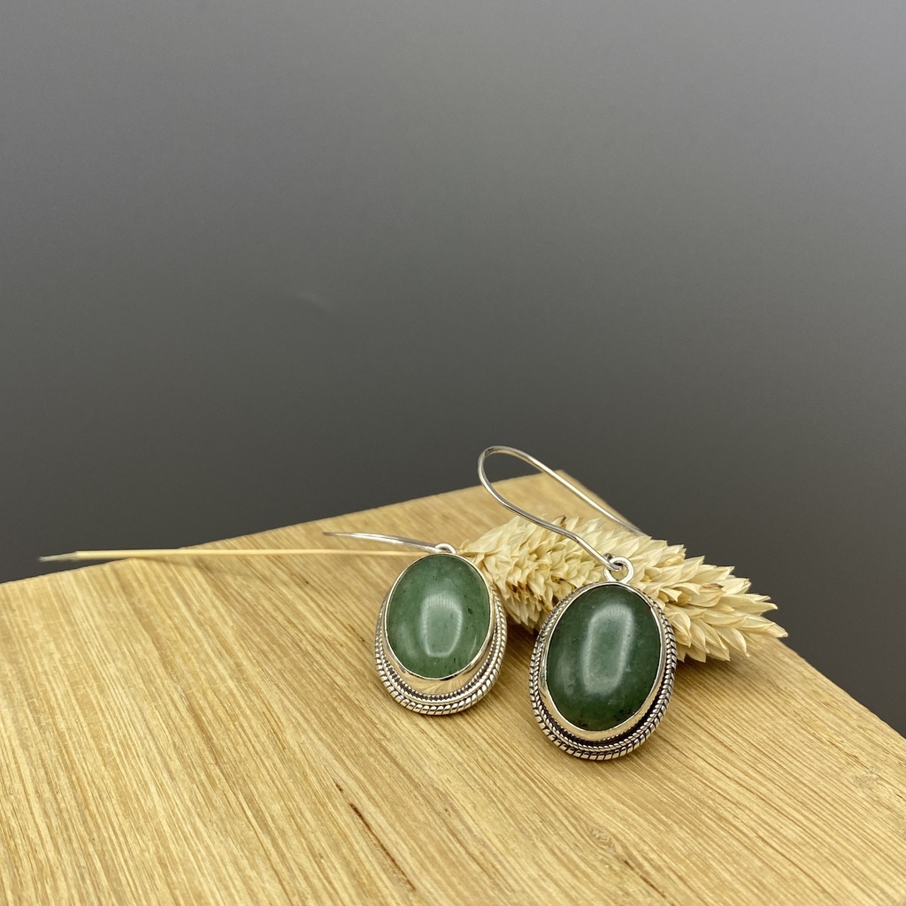 Boucles d'Oreilles Argent 925 & Aventurine [0365]