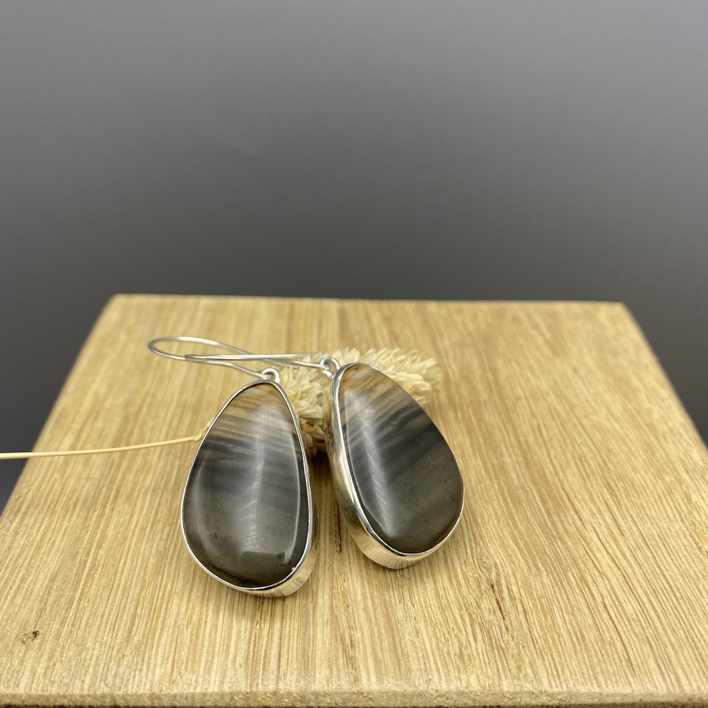 Boucles d'Oreilles Argent 925 & Jaspe [0367]