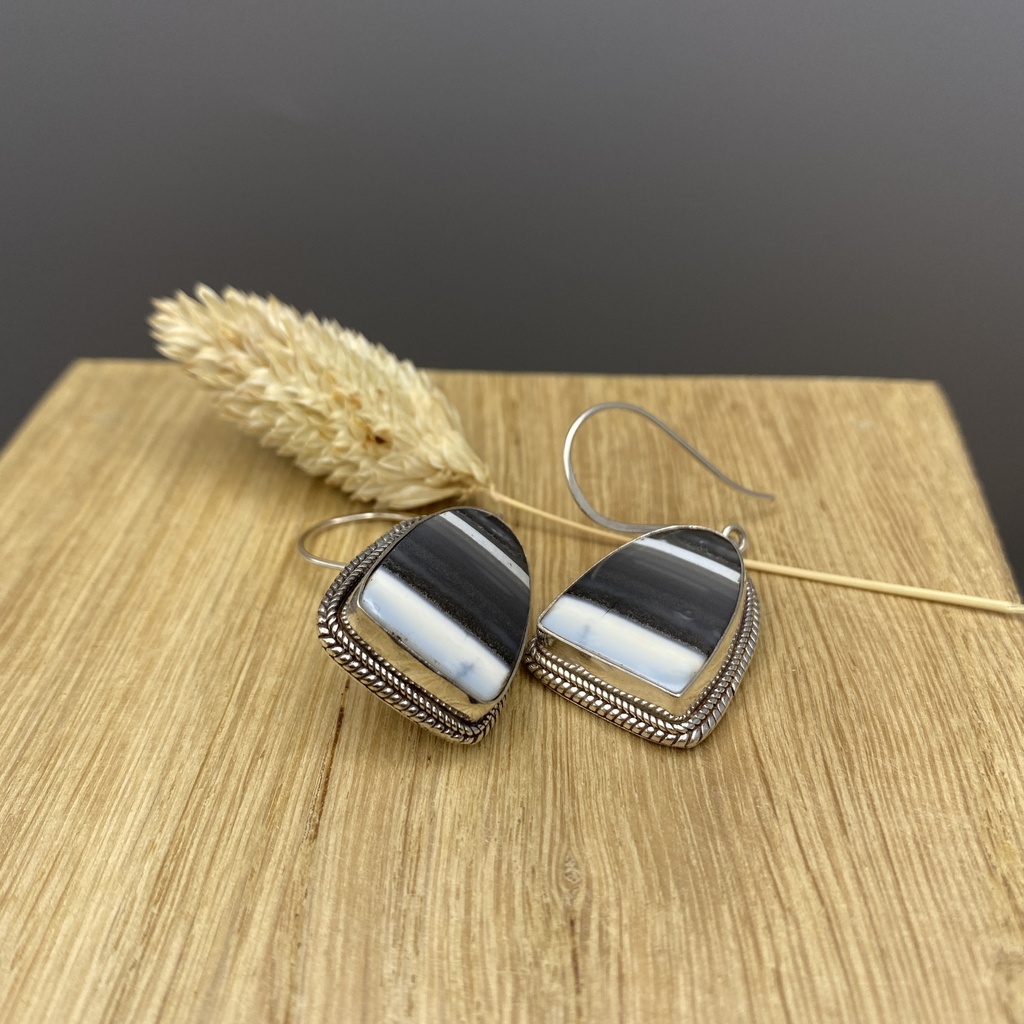 Boucles d'Oreilles Argent 925 & Agate [0368]