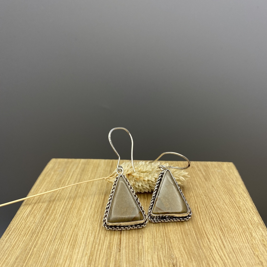 Boucles d'Oreilles Argent 925 & Jaspe [0384]