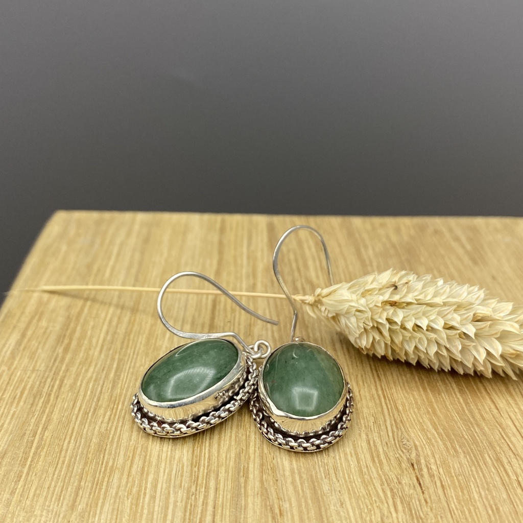 Boucles d'Oreilles Argent 925 & Aventurine [0391]