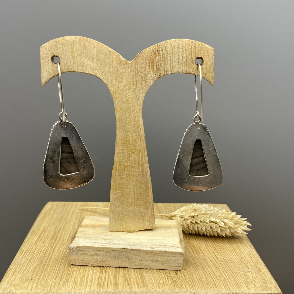 Boucles d'Oreilles Argent 925 & Jaspe [0394]