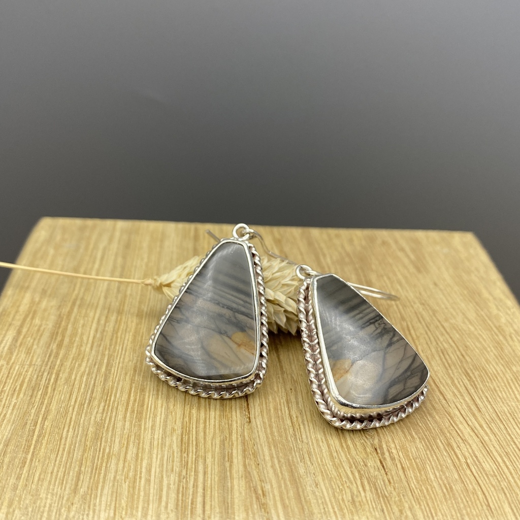 Boucles d'Oreilles Argent 925 & Jaspe [0394]