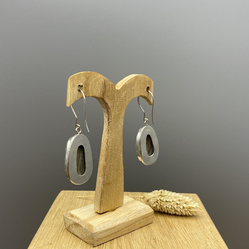 Boucles d'Oreilles Argent 925 & Jaspe [0397]