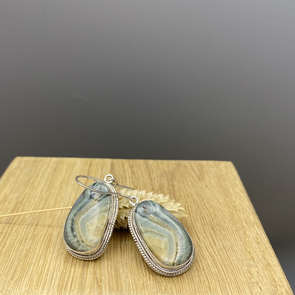 Boucles d'Oreilles Argent 925 & Jaspe [0397]