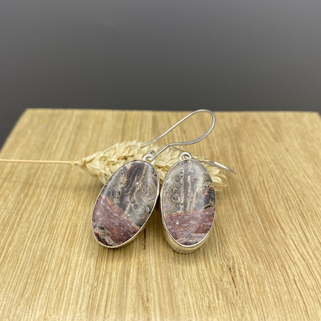 Boucles d'Oreilles Argent 925 & Agate [0399]