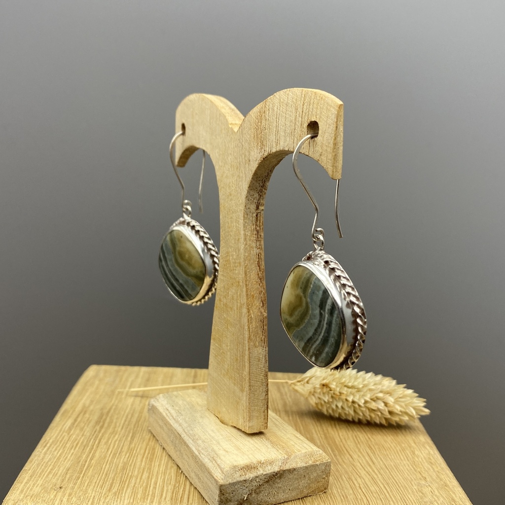 Boucles d'Oreilles Argent 925 & Jaspe [0400]