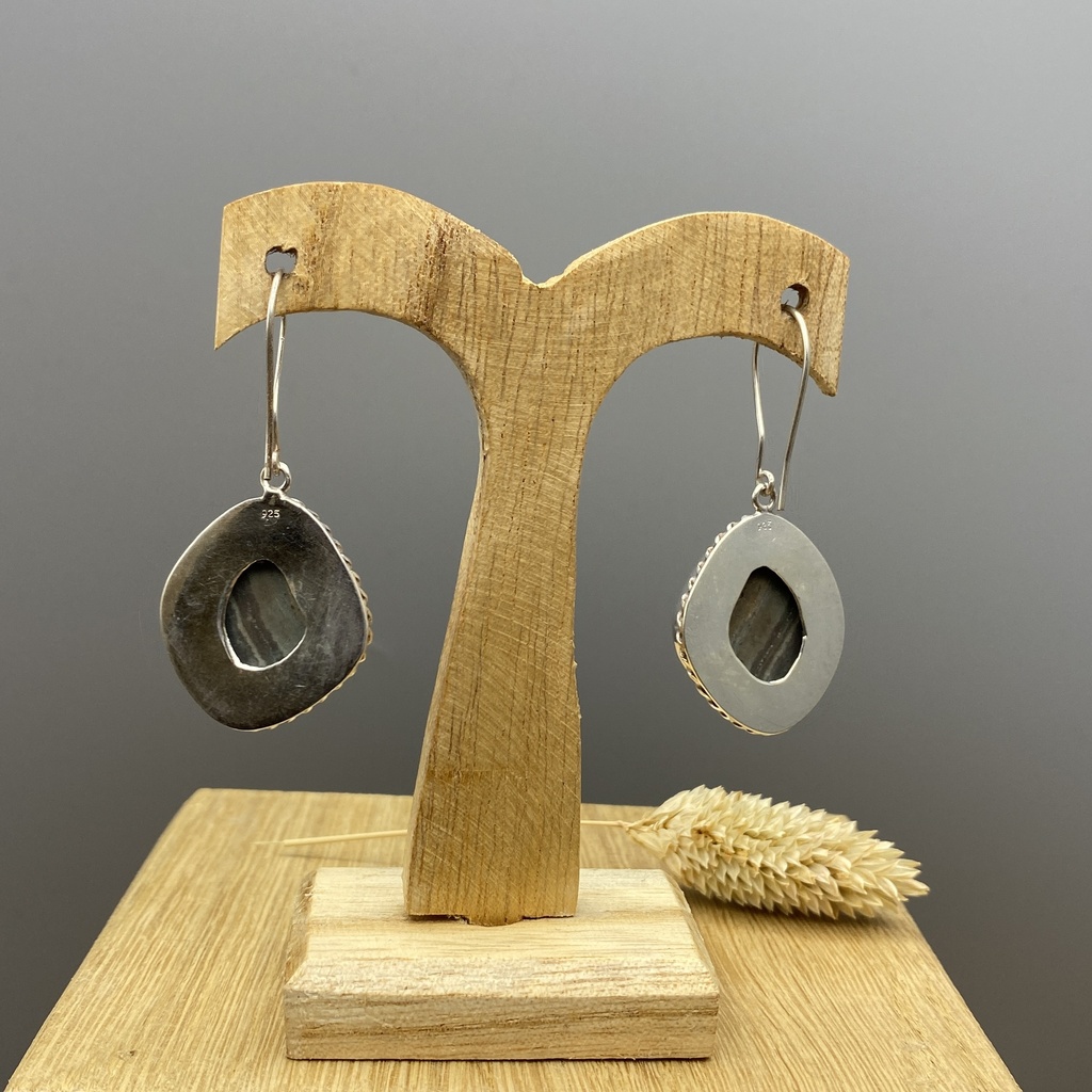 Boucles d'Oreilles Argent 925 & Jaspe [0400]