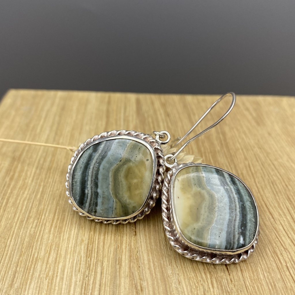 Boucles d'Oreilles Argent 925 & Jaspe [0400]