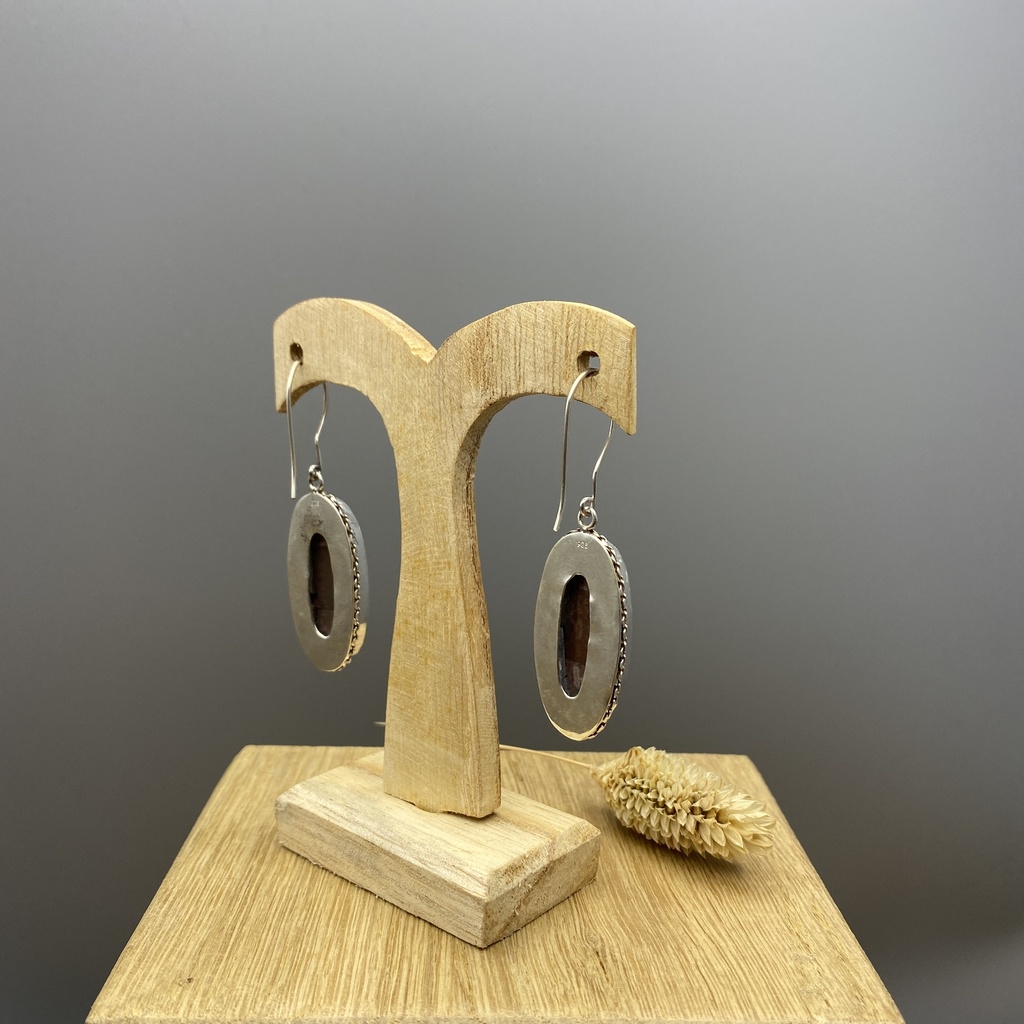 Boucles d'Oreilles Argent 925 & Agate [0402]