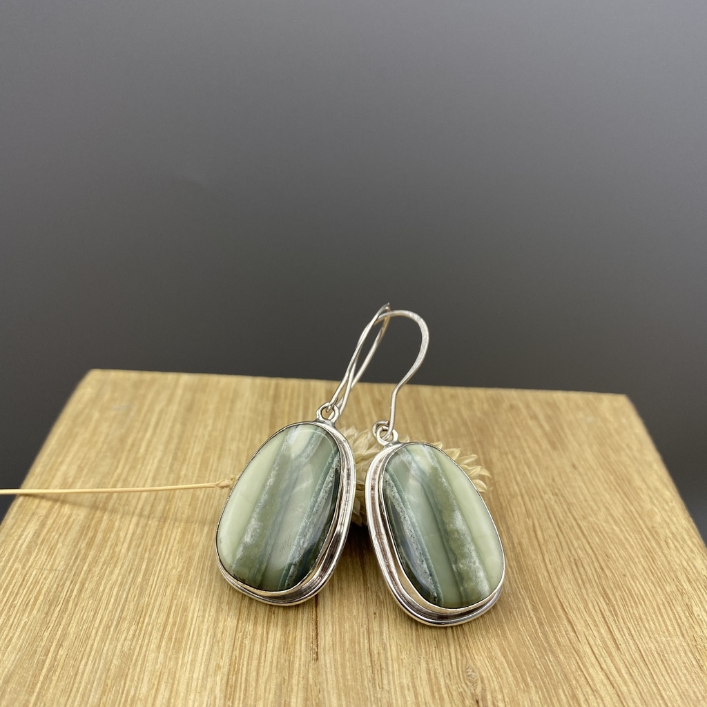 Boucles d'Oreilles Argent 925 & Jaspe [0403]