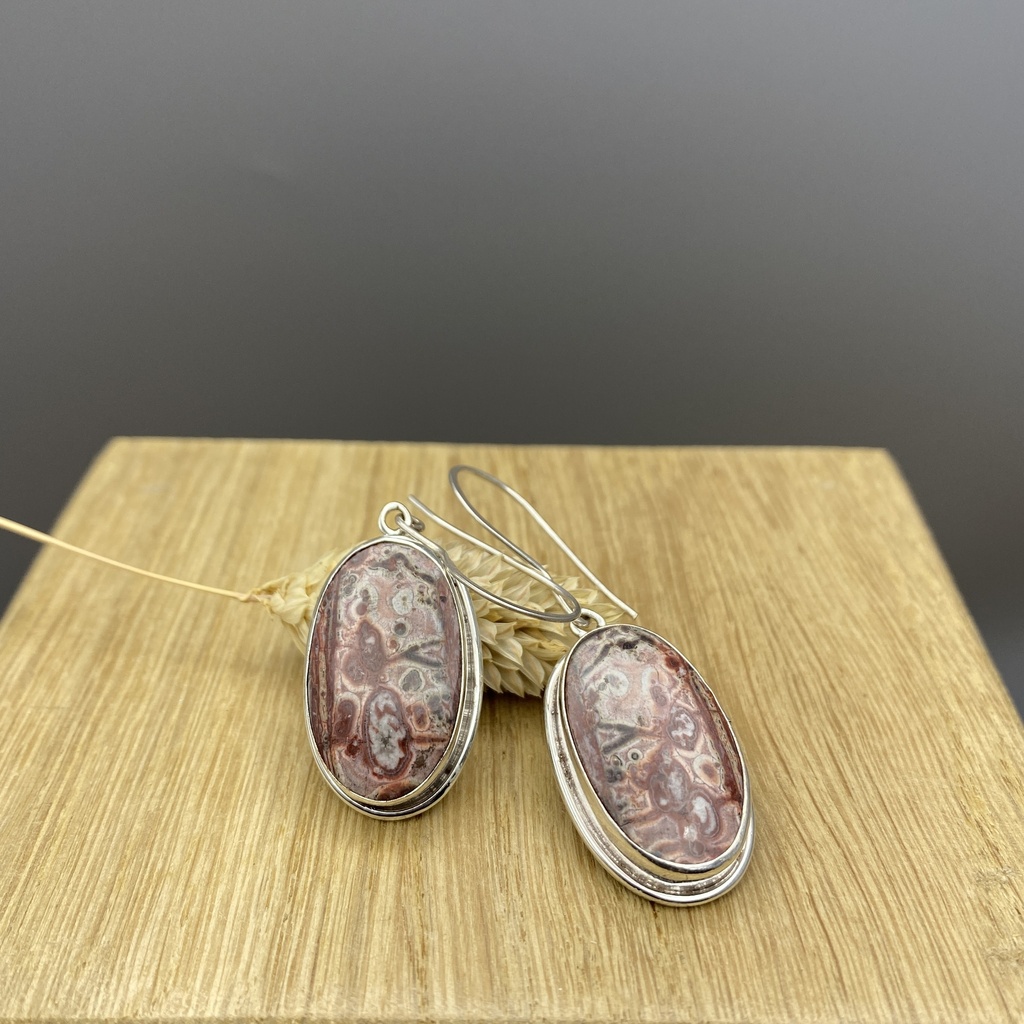Boucles d'Oreilles Argent 925 & Agate [0404]