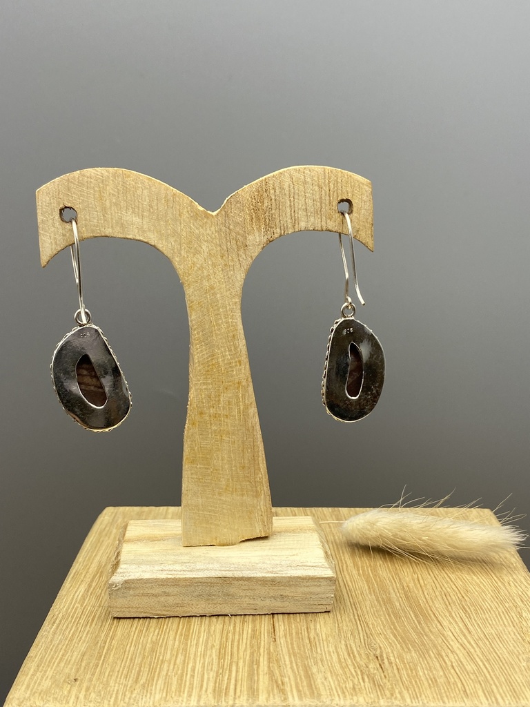 Boucles d'Oreilles Argent 925 & Agate [0411]