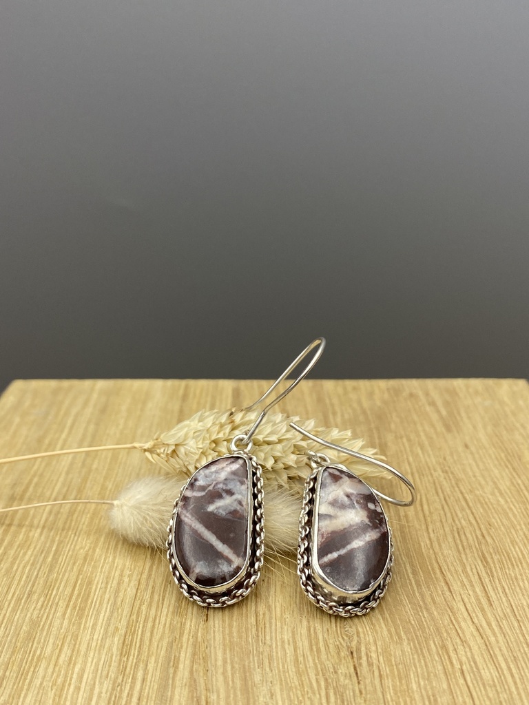 Boucles d'Oreilles Argent 925 & Agate [0411]