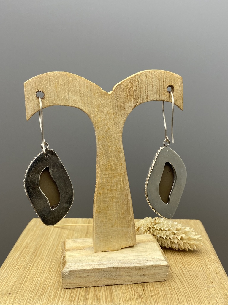 Boucles d'Oreilles Argent 925 & Jaspe [0412]
