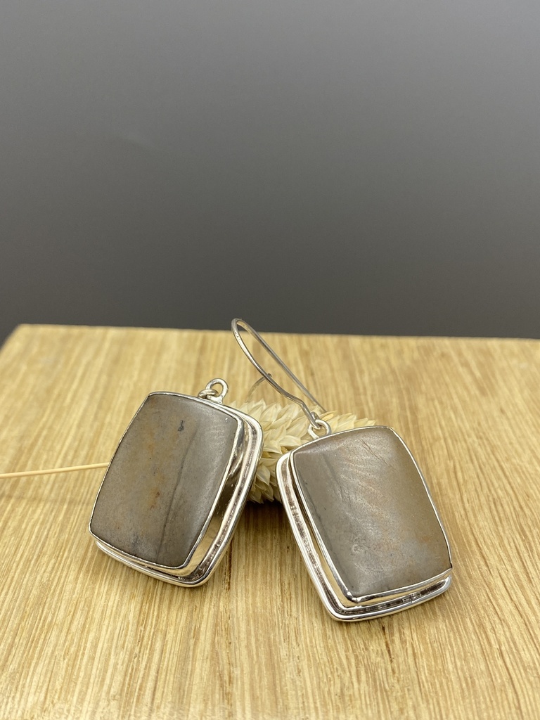 Boucles d'Oreilles Argent 925 & Jaspe [0415]