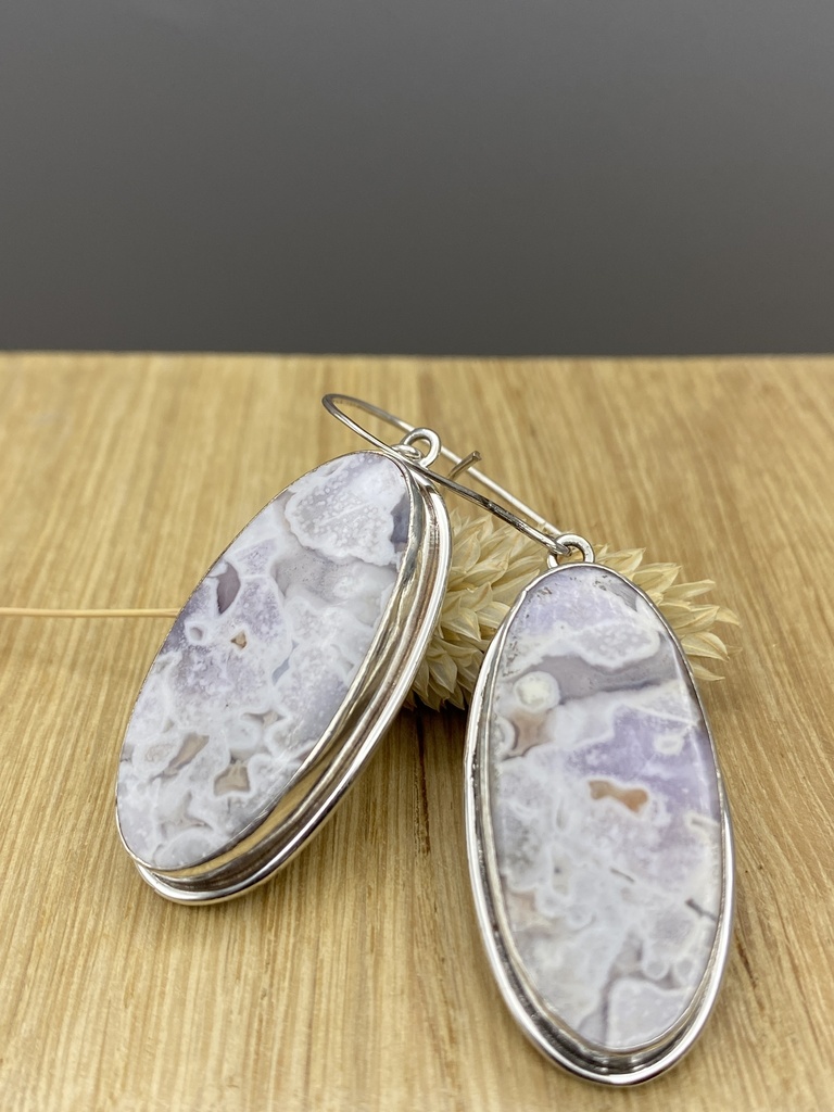 Boucles d'Oreilles Argent 925 & Agate [0416]
