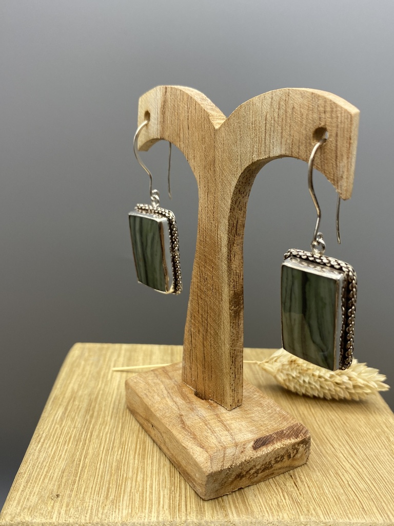Boucles d'Oreilles Argent 925 & Jaspe [0425]
