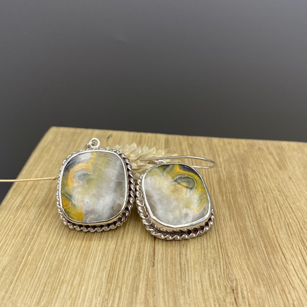 Boucles d'Oreilles Argent 925 & Agate [0436]