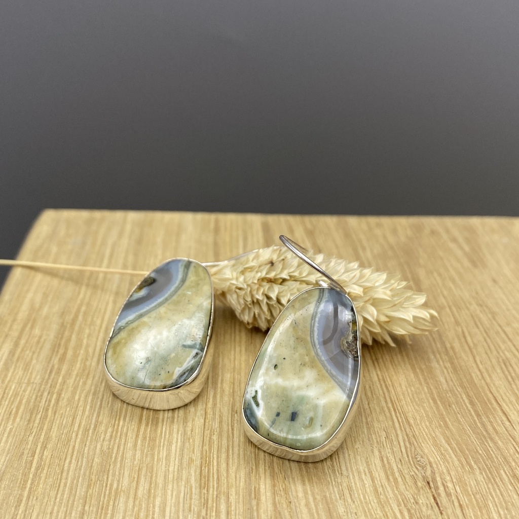 Boucles d'Oreilles Argent 925 & Agate [0441]