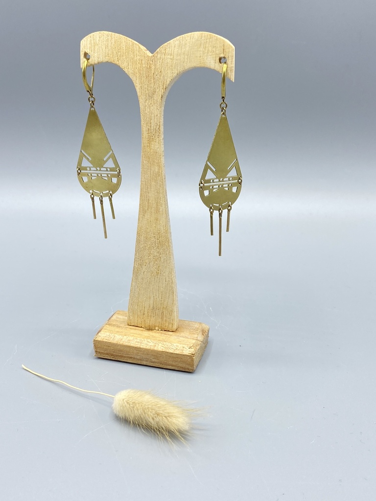 Boucles D'Oreilles Aztèque Orange et Bordeau
