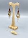 Boucles D'Oreilles Aztèque Orange et Bordeau