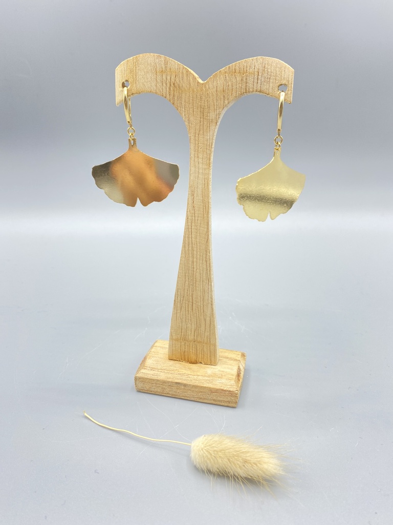 Boucles D'Oreilles Ginkgo Doré