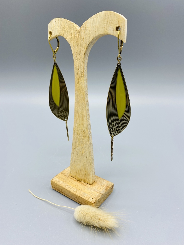 Boucles D'Oreilles Pétales Vert Olive