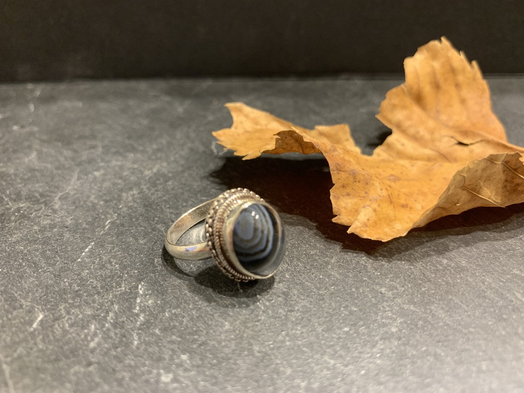 Bague Argent 925 & Agate Zébrée [0198]