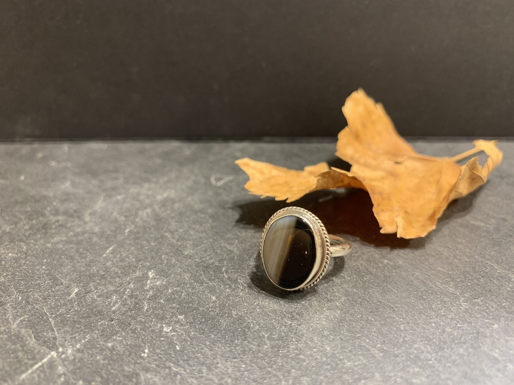 Bague Argent 925 & Agate Zébrée [0229]