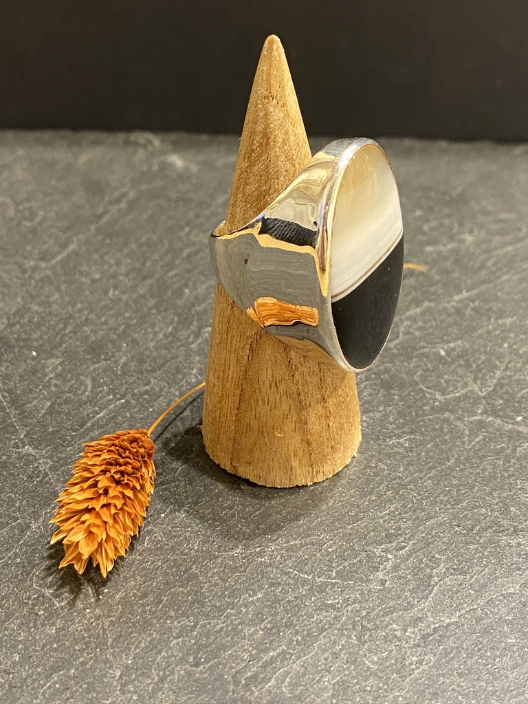 Bague Argent 925 & Agate Zébrée [0398]