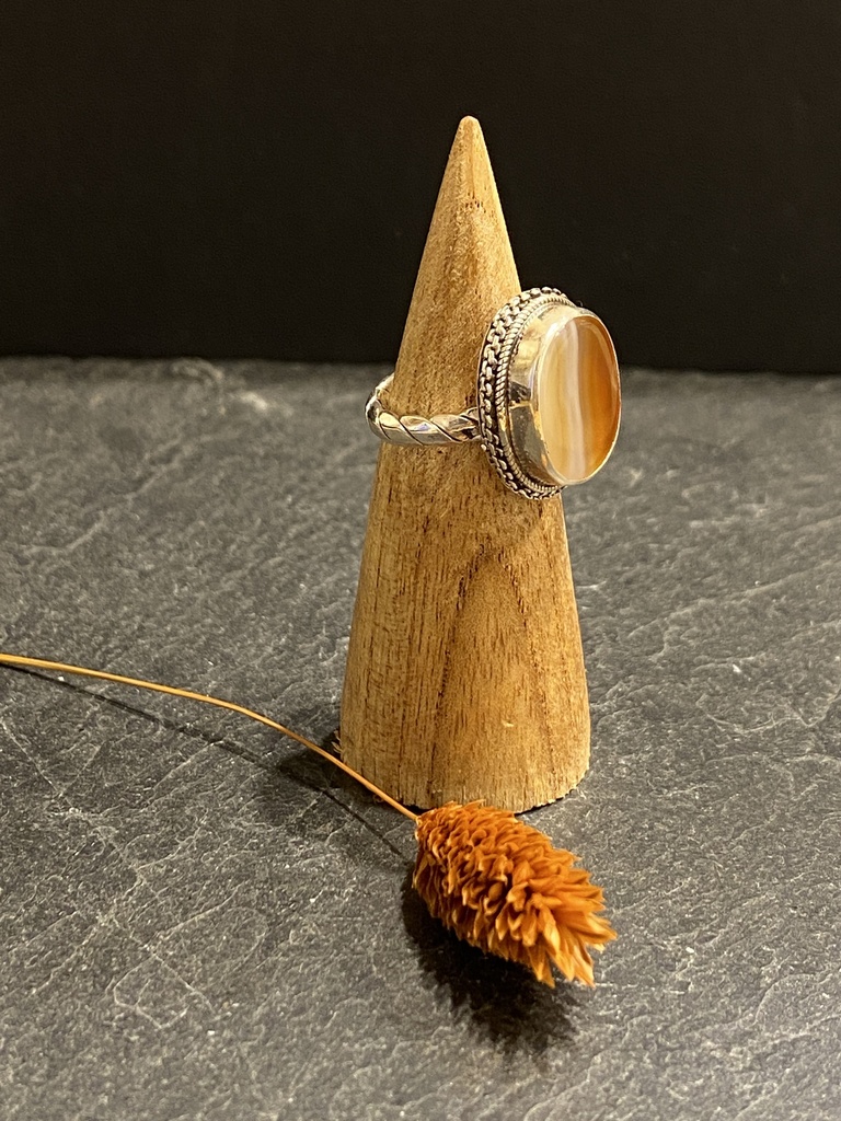 Bague Argent 925 & Agate Rubanée [0449]