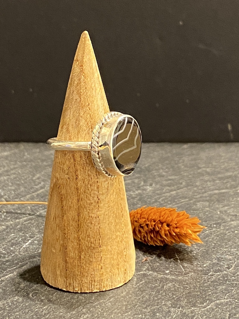 Bague Argent 925 & Agate Zébrée [0473]