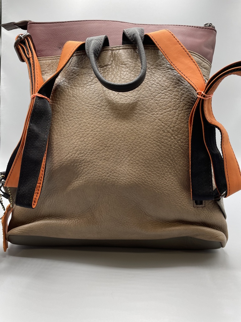 ALICE Cuir Bleu Foncé, Beige [Sac à dos]
