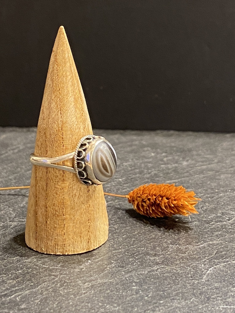 Bague Argent 925 & Agate Zébrée [0516]