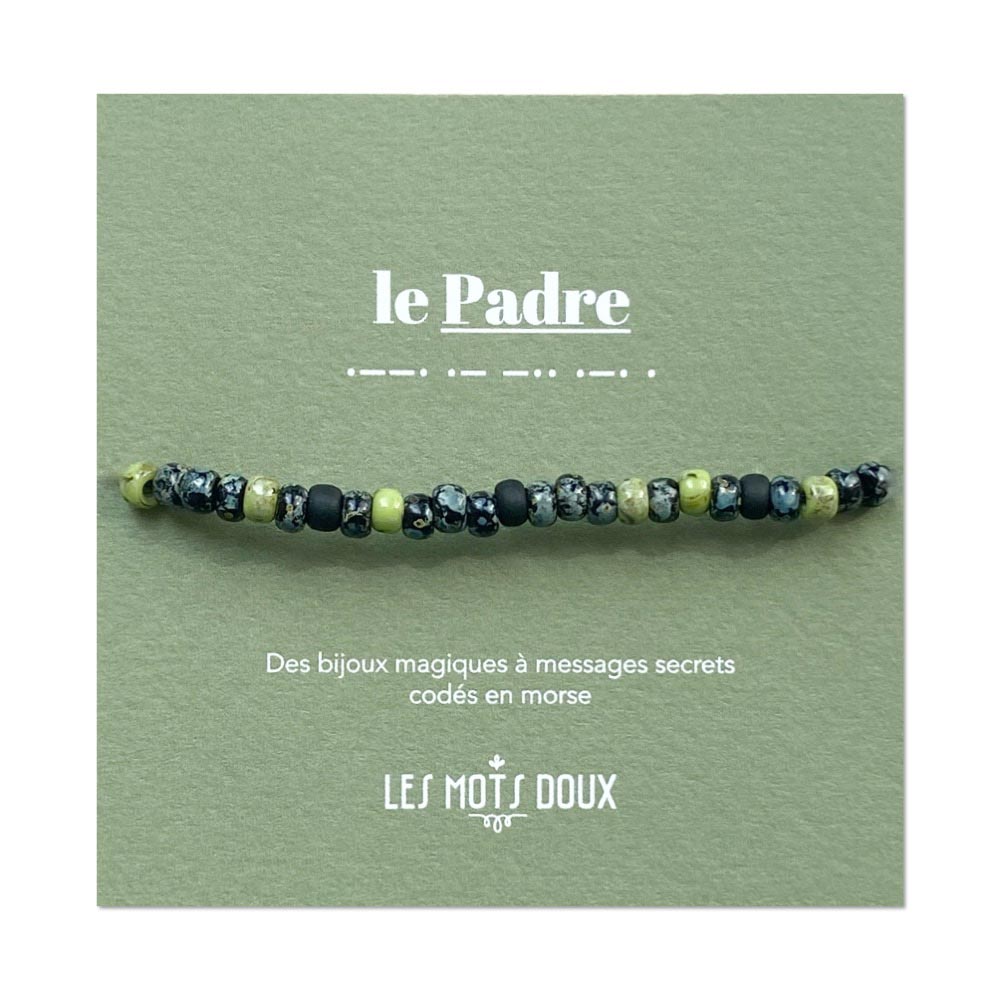 Bracelet Messieurs Padre Noir Marbre & Argenté