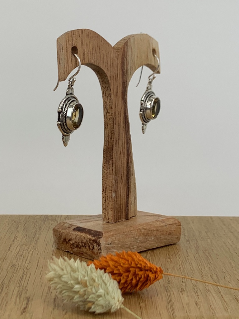 Boucles d'Oreilles Argent 925 & Citrine [0454]
