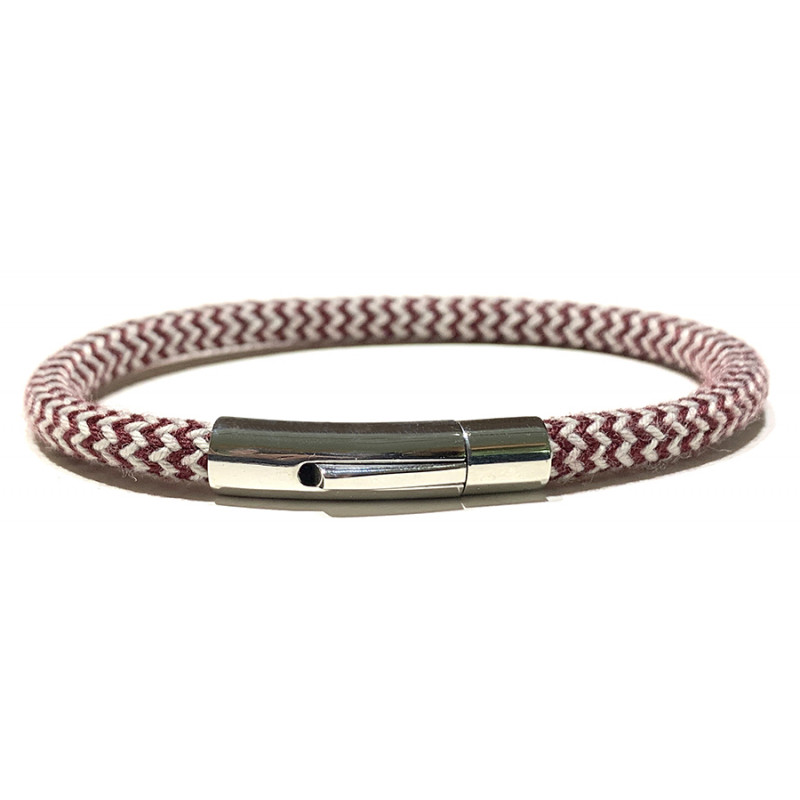 Bracelet Zig Zag en Coton Rouge M