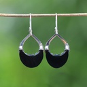 Boucles d'Oreilles Argent 925 & Coquillage Noir [0500]