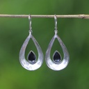 Boucles d'Oreilles Argent 925 & Coquillage Noir [0501]