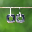 Boucles d'Oreilles Argent 925 & Coquillage Noir [0515]