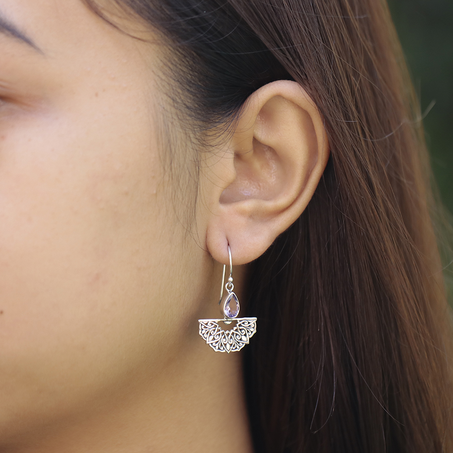 Boucles d'Oreilles Argent 925 & Améthyste [0524]
